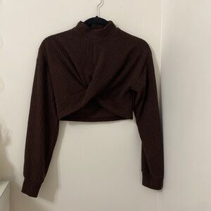 Shein Brown Waffle Knit Cropped Sweater. Women’s size medium (fits smaller)